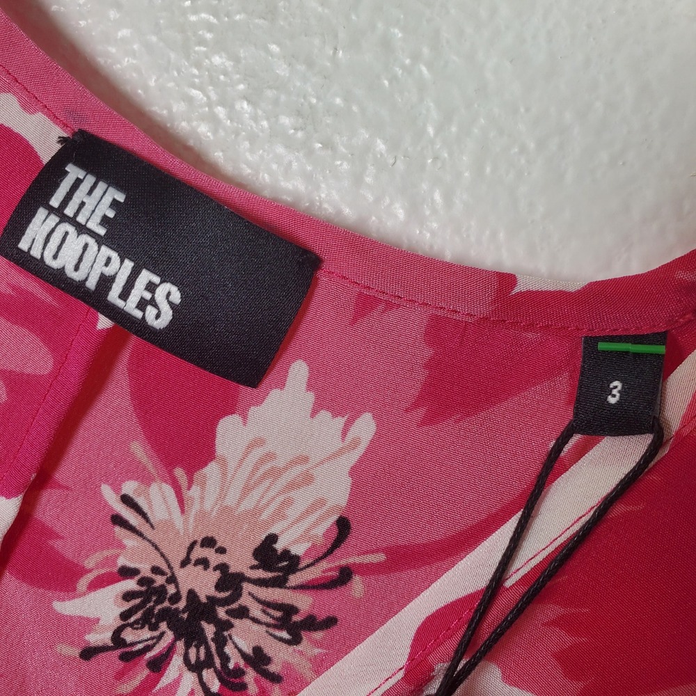 The Kooples NWT Pink Floral Silk Fit & Flare Dress Summer Party US Size Large‎ - Picture 10 of 15